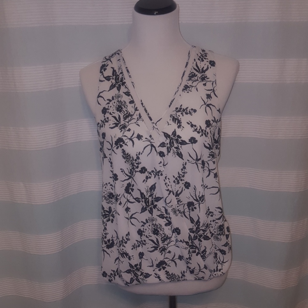 Black and white floral blouse